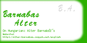 barnabas alter business card